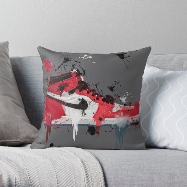 Red Sneakers Art Rainbow Throw Pillow