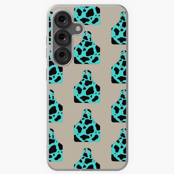 Item preview, Cowgirl Turquoise Cowprint Cattle Livestock Tag designed and sold by ARS Design.