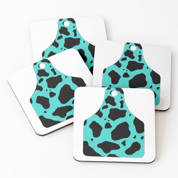 Item preview, Cowgirl Turquoise Cowprint Cattle Livestock Tag designed and sold by ARS Design.