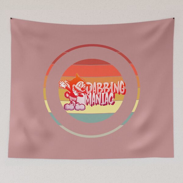 Item preview, Dabbing Maniac cartoon cat dabbing on a retro sunset  designed and sold by CristalleLisa.