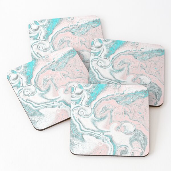 Item preview, Turquoise pink agate liquid marble texture fluid artwork designed and sold by CynthiaGraphics.