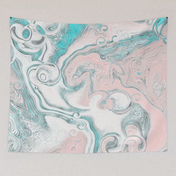 Item preview, Turquoise pink agate liquid marble texture fluid artwork designed and sold by CynthiaGraphics.