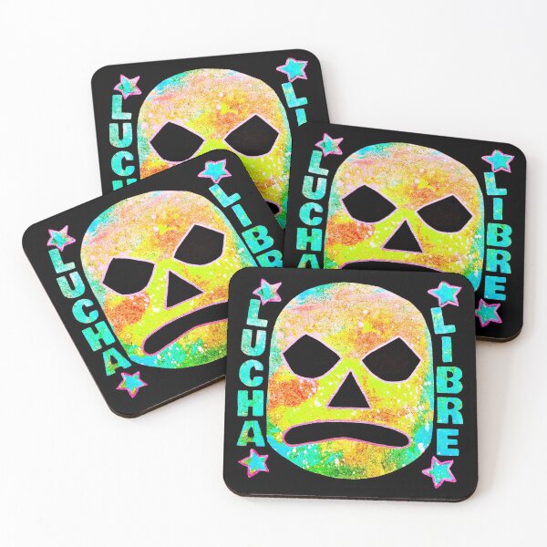Item preview, Lucha Libre Star (Cyan) - original acrylic and spray paint work on 10x10" canvas designed and sold by PixelPalmer.
