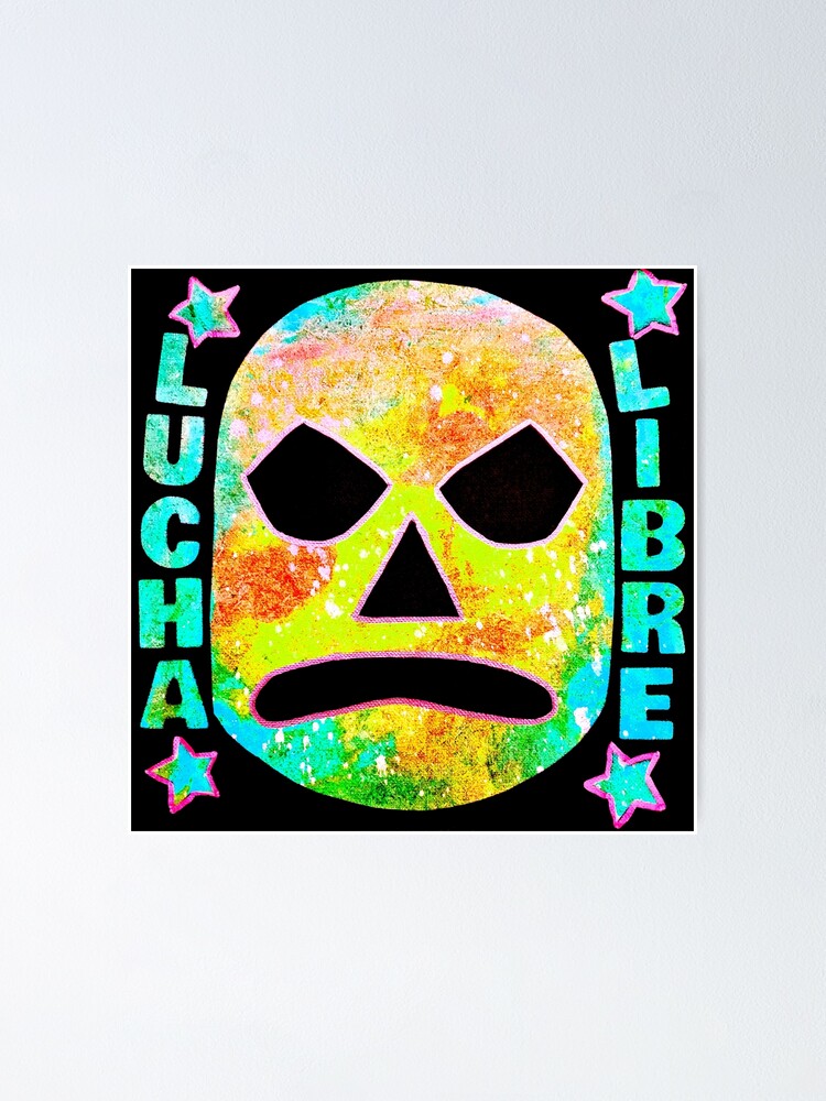 Lucha Libre Star (Cyan) - original acrylic and spray paint work on 10x10  canvas Poster for Sale by TaftStStudios