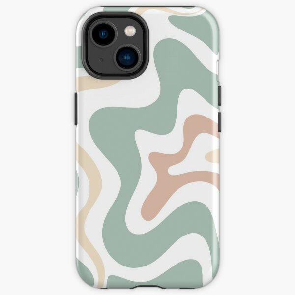 Liquid Swirl Retro Abstract in Light Sage Celadon Green, Light Blush, Cream, and White iPhone Tough Case