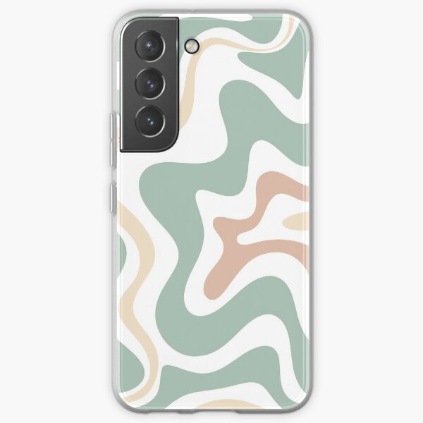 Liquid Swirl Retro Abstract in Light Sage Celadon Green, Light Blush, Cream, and White Samsung Galaxy Soft Case