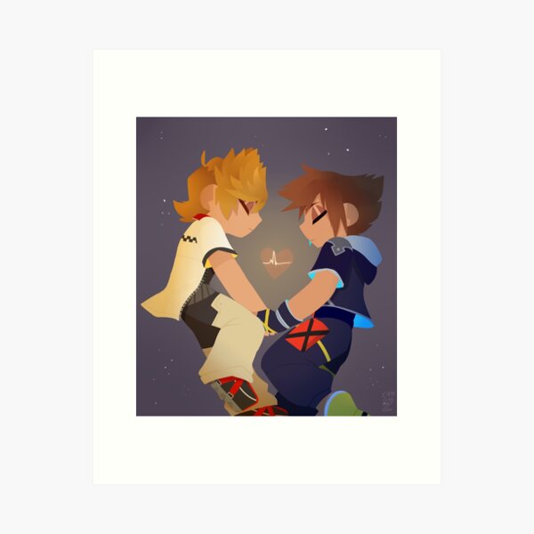 Vista previa del artículo con la obra «Sora y Roxas- latido del corazón», diseñado y vendido por MintySkulls.