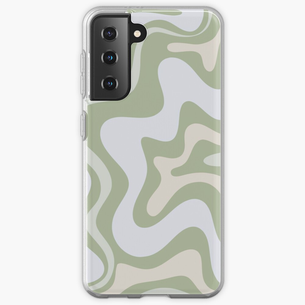 Liquid Swirl Contemporary Abstract in Light Sage Green Grey Almond Samsung Galaxy Phone Case