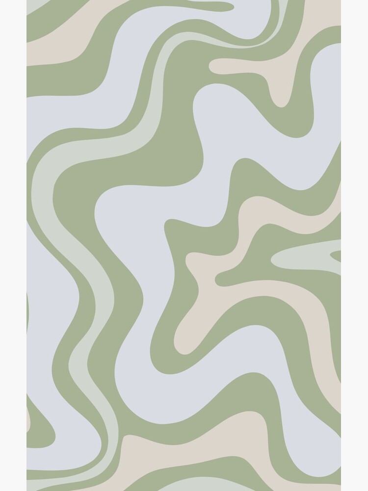 Liquid Swirl Contemporary Abstract in Light Sage Green Grey Almond by kierkegaard
