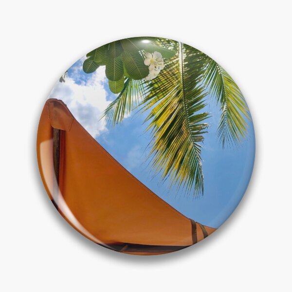 Item preview, Orange vibrant parasol by palms sky with clouds designed and sold by Pineapple-Shop.