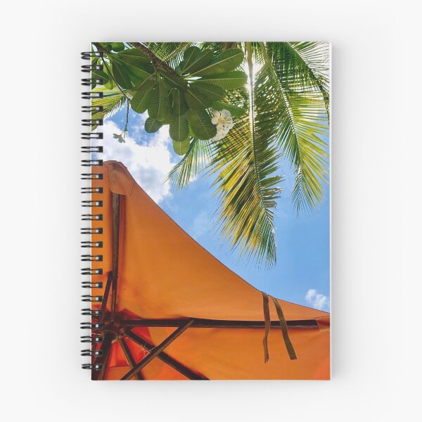 Item preview, Orange vibrant parasol by palms sky with clouds designed and sold by Pineapple-Shop.