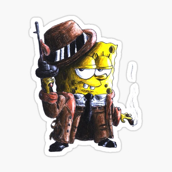 Spongebob Gangster Stickers Redbubble - gangster spongebob roblox decal