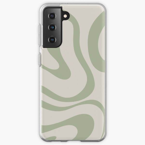 Liquid Swirl Abstract Pattern in Beige and Sage Green Samsung Galaxy Soft Case