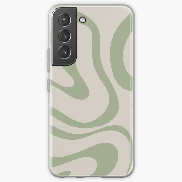 Liquid Swirl Abstract Pattern in Beige and Sage Green Samsung Galaxy Soft Case