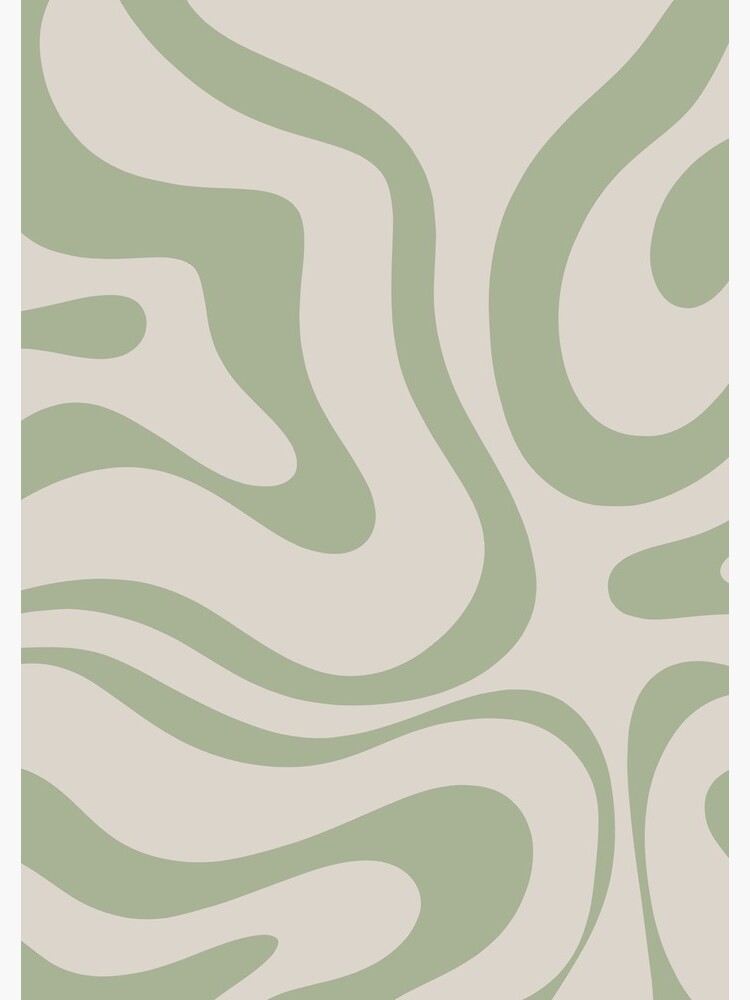 Liquid Swirl Abstract Pattern in Beige and Sage Green by kierkegaard