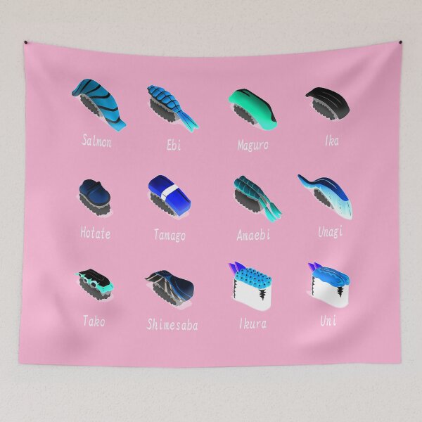 Item preview, Blue and Green Sushi Assortment on Pink Gift Chef Foodie designed and sold by AlteredAtelier.