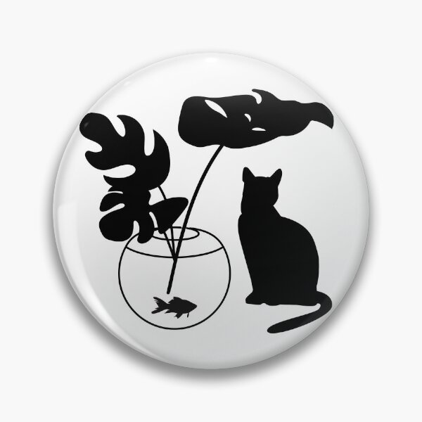 Item preview, Planta Monstera en blanco y negro con gato y pez designed and sold by Stewby.