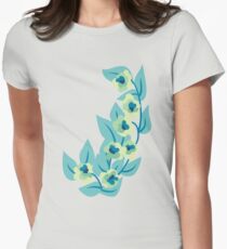 Green Flowers and Leaves Floral Print Women's Fitted T-Shirt