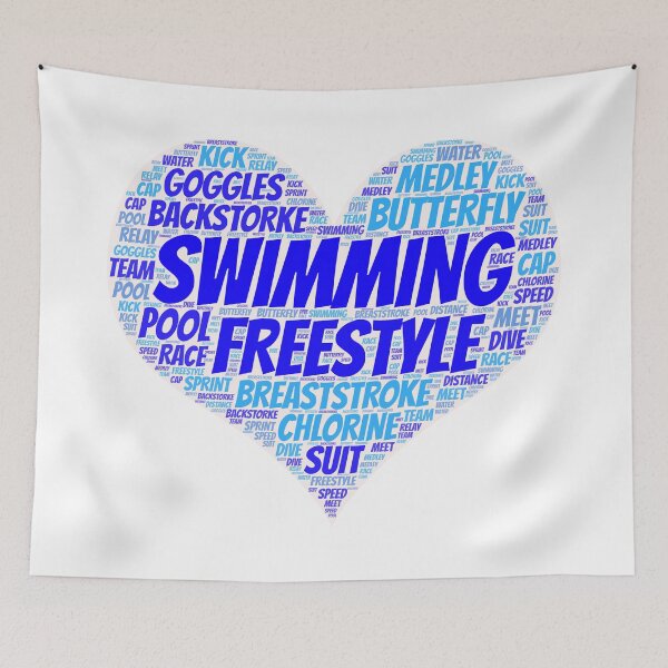 Item preview, Swimming Heart Words Collage designed and sold by Swimerch.