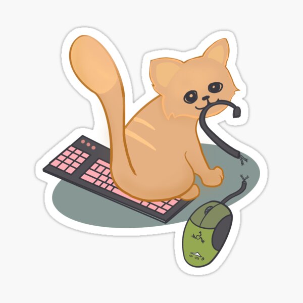 Cat vs Mouse and Keyboard Sticker
