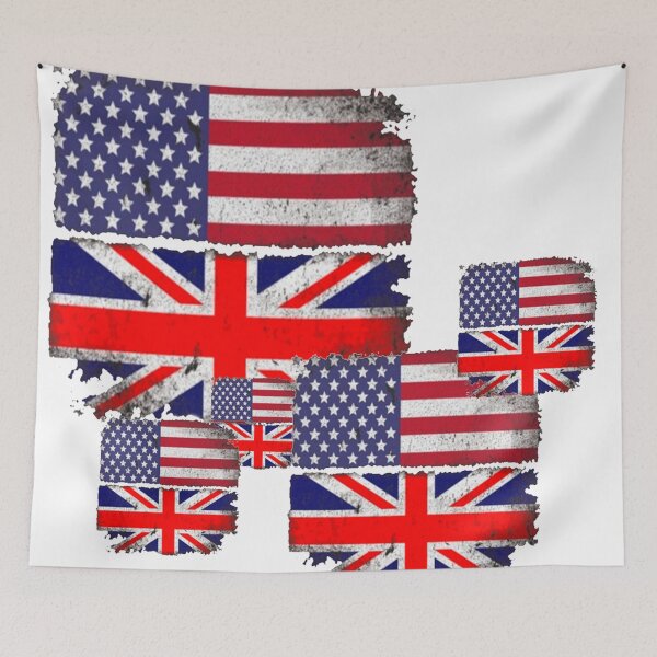 Item preview,  DISTRESSED ENGLISH-AMERICAN FLAGS ABSTRACT WHITE ART designed and sold by sharlesart.