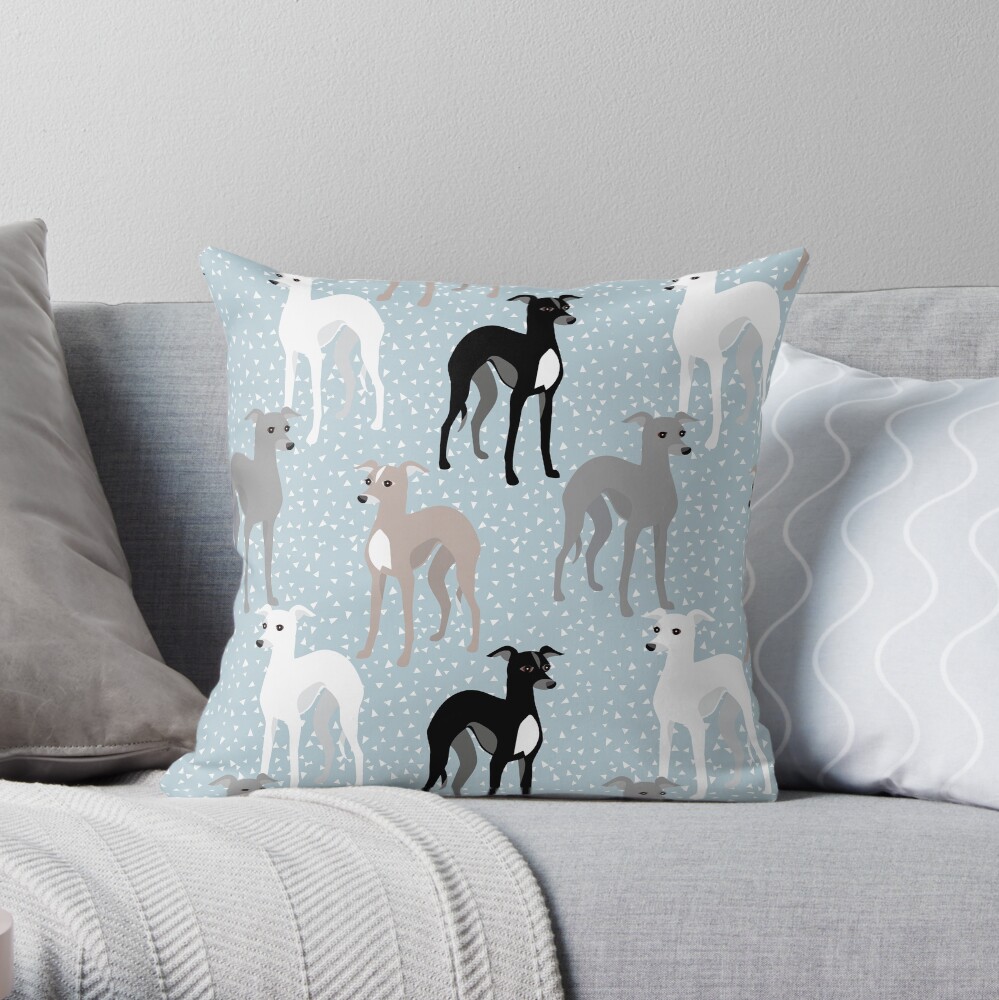 Italian Greyhounds Mid-Century Modern Pattern Throw Pillow