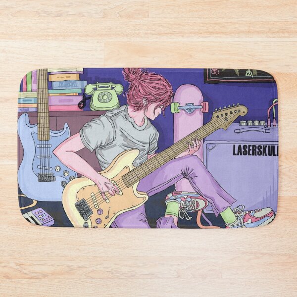 Item preview, alexa, how to music?   (kawaii anime girl playing guiter in her recording studio) designed and sold by laserskull.