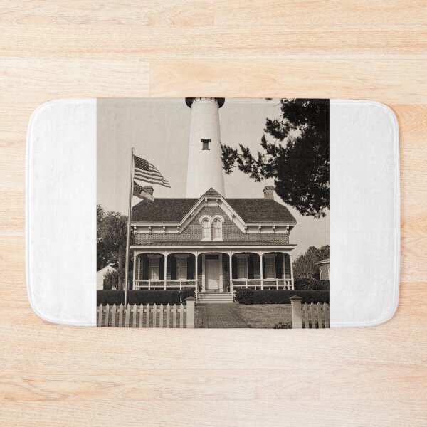 Item preview, St. Simons Island Lighthouse Black And White Vertical designed and sold by LisaWootenPhoto.