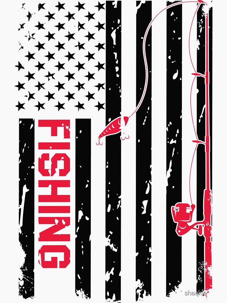 "American fishing rod flag" Sticker for Sale by shaakir Redbubble