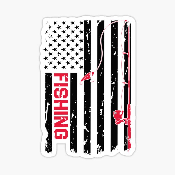 US Flag Hunting Fishing Decal #1 5x8 Choose Color