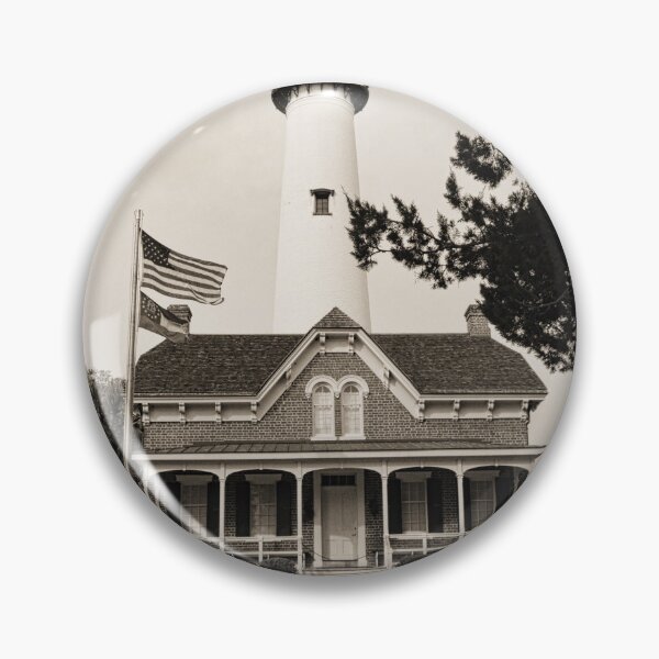 Item preview, St. Simons Island Lighthouse Black And White designed and sold by LisaWootenPhoto.