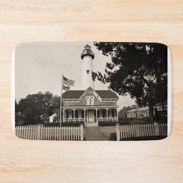 Item preview, St. Simons Island Lighthouse Black And White designed and sold by LisaWootenPhoto.