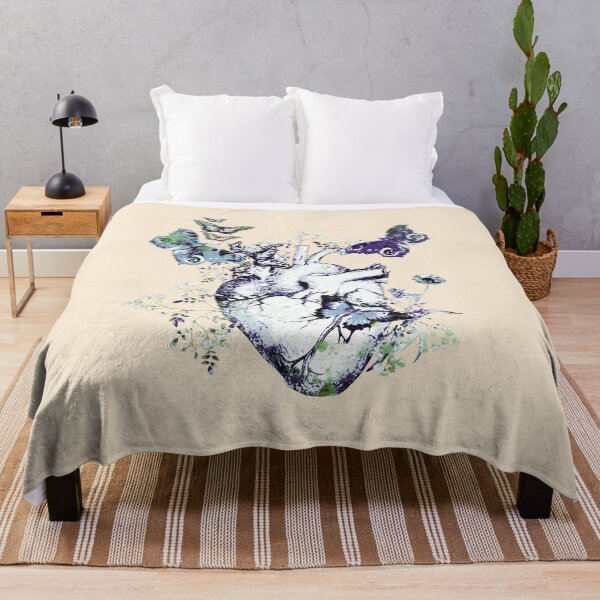 Item preview, Spring Heart flower, heart butterflies,vintage watercolor blue effect designed and sold by Collagedream.