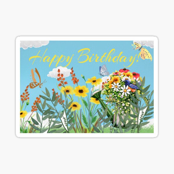 Happy Birthday - Flowers Sticker for Sale by Indhu Anavankota