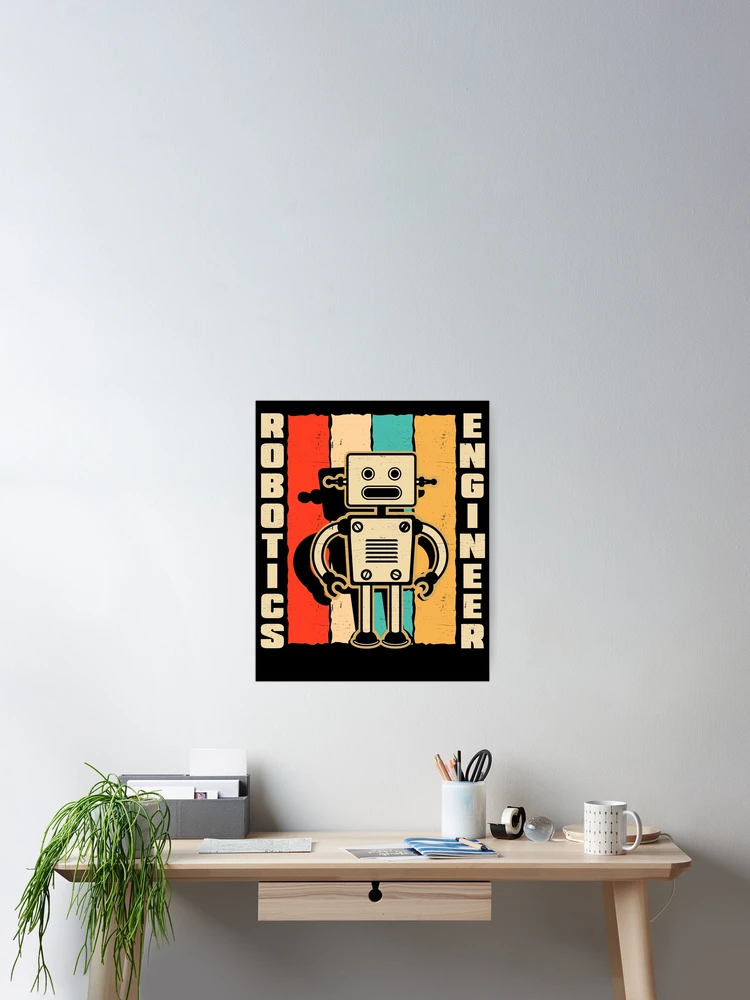 Thumbnail 2 of 3, Poster, Robotics Engineering Humanoid Robots Retro Robotics Engineer designed and sold by ShopTheStyle.