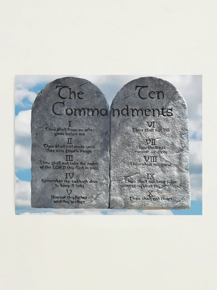 Tableau Décoratif Les 10 Commandements - Impression Sur Toile Tendue Sur Châssis - 30,5 X 40,6 Cm - Cadeau Religieux Chrétien