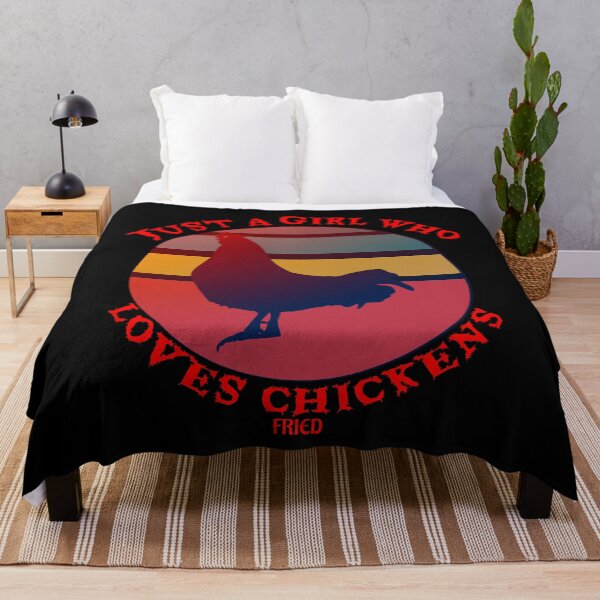 Item preview, Just a Girl Who Loves Chickens - Fried - Retro Sunset Black Background designed and sold by KeysTreasures.