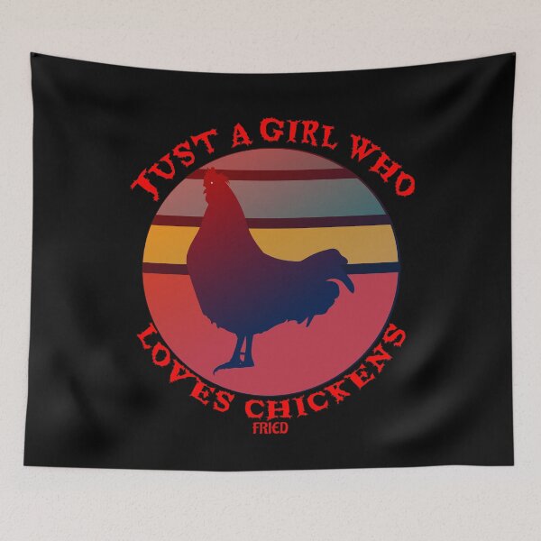 Item preview, Just a Girl Who Loves Chickens - Fried - Retro Sunset Black Background designed and sold by KeysTreasures.