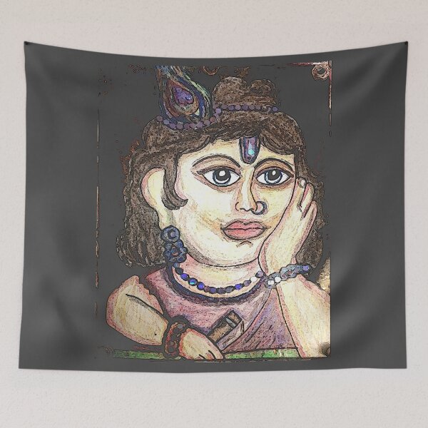 Item preview, Abstract Krishna watercolor caricature designed and sold by chicsignzodiac.