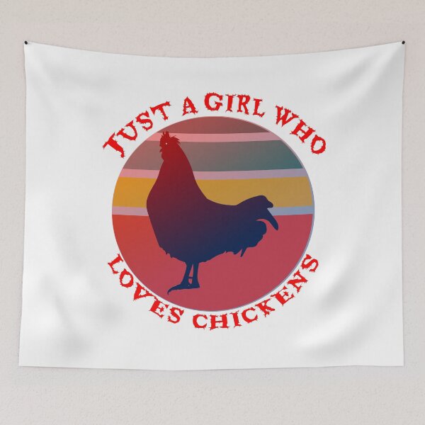 Item preview, Just a Girl Who Loves Chickens - Retro Sunset White Background designed and sold by KeysTreasures.