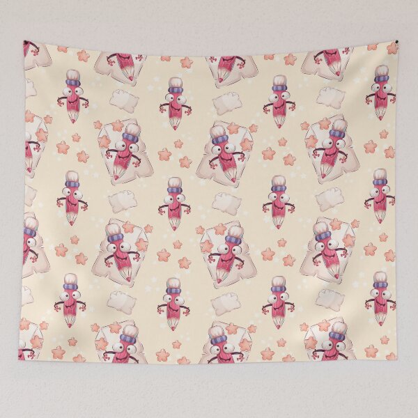 Item preview, Funny cute smiling pencil with stars and papers - Seamless Pattern designed and sold by MagicStrawberry.