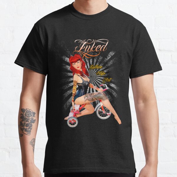  Pinup Girl T Shirt for Men - Sexy Tattoo Model Implied