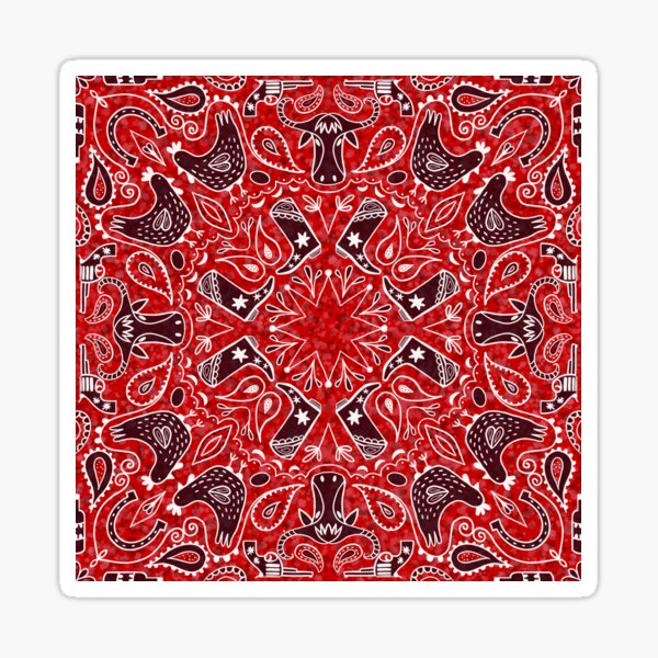 Wild West Bandana Red Sticker For Sale By Creativinchi Redbubble