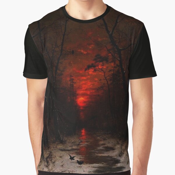 Artikel-Vorschau von Sonnenuntergang über dem Winterwald von Heinrich Gogarten, designt und verkauft von IndieArtDream.