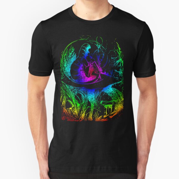 Psychadelic Mushroom Alice in Wonderland Slim Fit T-Shirt