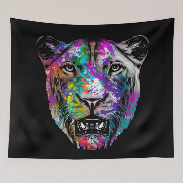 Item preview, my colorful floral lion designed and sold by HighVibes2021.