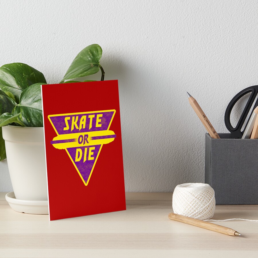 "Skate or die skater skating shredding logo" Art Board Print for Sale