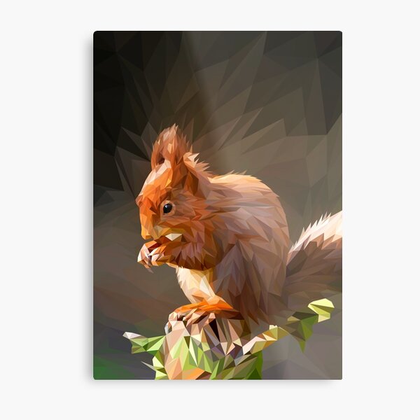 Low Poly Squirrel Metal Print