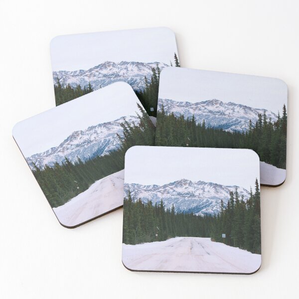 Item preview, Snowy Forest Road and Mountain in Denali National Park Photo designed and sold by lizzmarino.