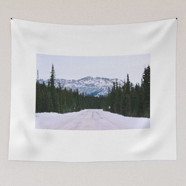 Item preview, Snowy Forest Road and Mountain in Denali National Park Photo designed and sold by lizzmarino.